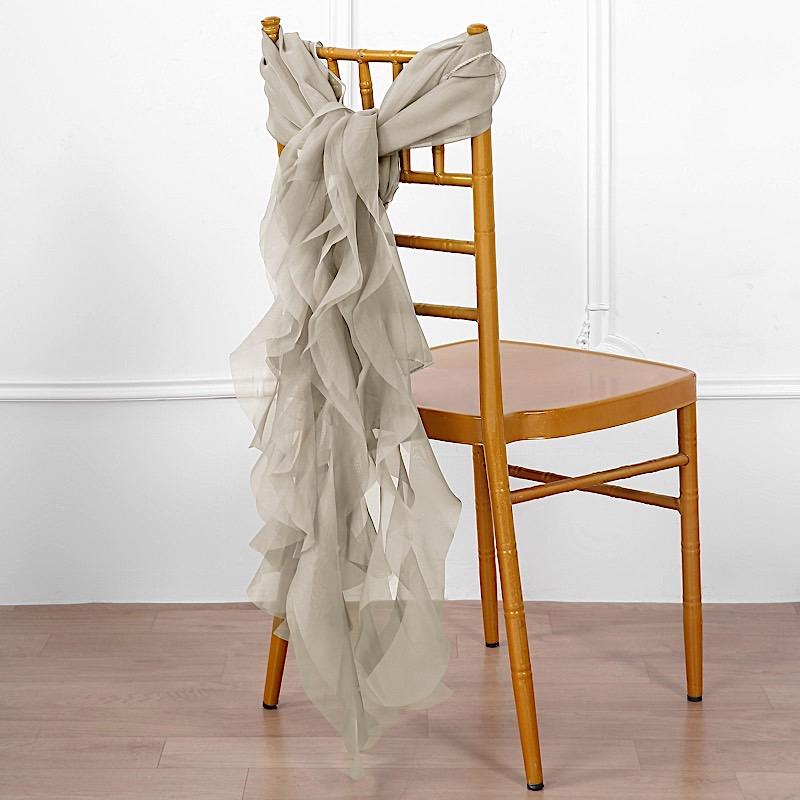 Premium Chair Cover with Curly Chiffon Ruffled Sashes