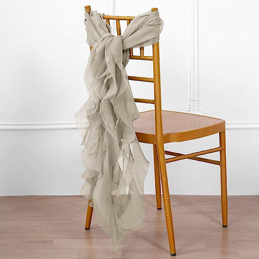 Premium Chair Cover with Curly Chiffon Ruffled Sashes