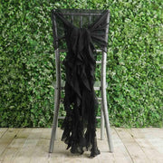 Premium Chair Cover with Curly Chiffon Ruffled Sashes