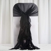 Premium Chair Cover with Curly Chiffon Ruffled Sashes
