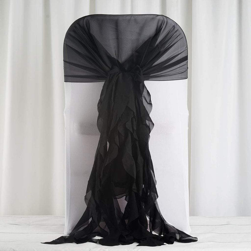 Premium Chair Cover with Curly Chiffon Ruffled Sashes