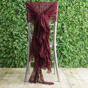 Premium Chair Cover with Curly Chiffon Ruffled Sashes