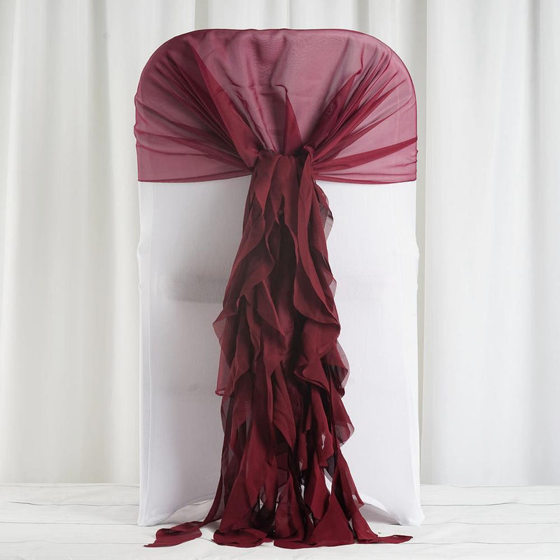 Premium Chair Cover with Curly Chiffon Ruffled Sashes
