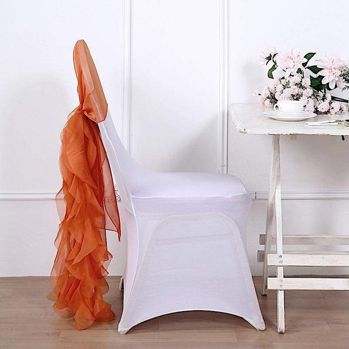 Premium Chair Cover with Curly Chiffon Ruffled Sashes