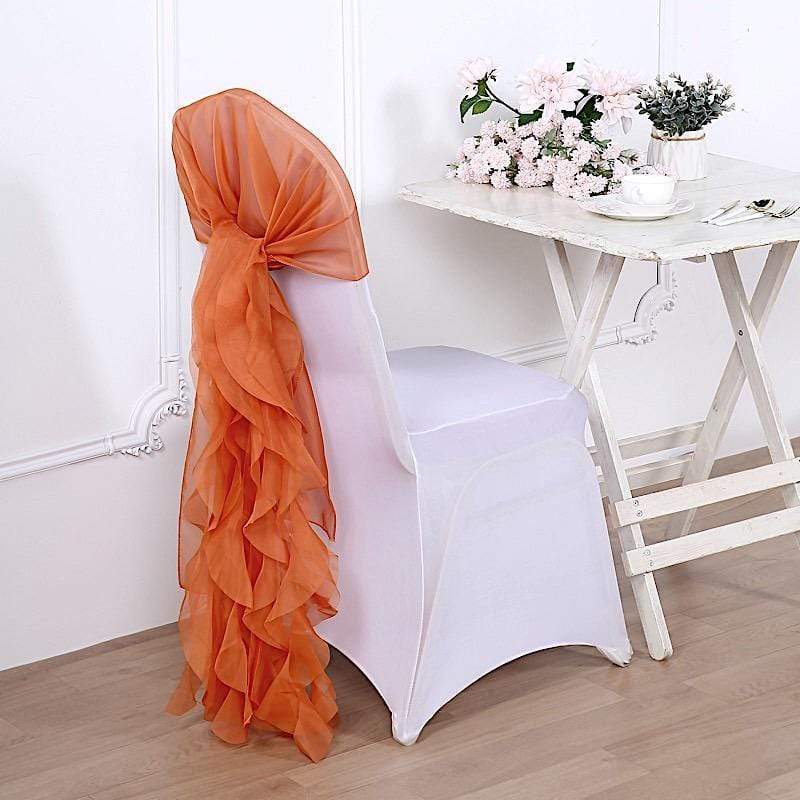 Premium Chair Cover with Curly Chiffon Ruffled Sashes