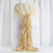 Premium Chair Cover with Curly Chiffon Ruffled Sashes