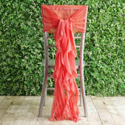 Premium Chair Cover with Curly Chiffon Ruffled Sashes