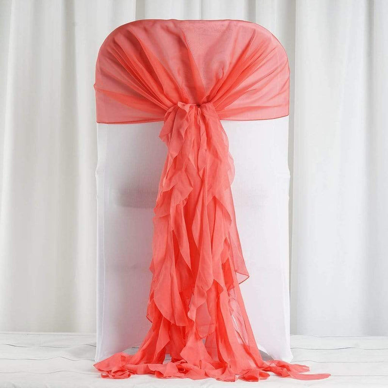Premium Chair Cover with Curly Chiffon Ruffled Sashes