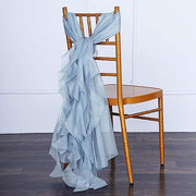 Premium Chair Cover with Curly Chiffon Ruffled Sashes