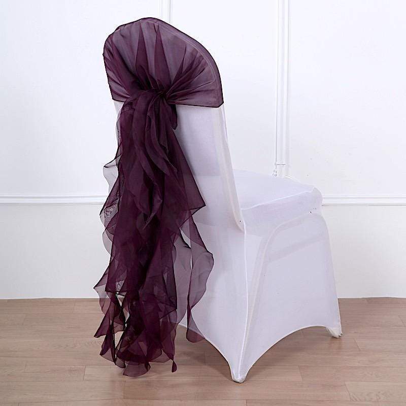 Premium Chair Cover with Curly Chiffon Ruffled Sashes