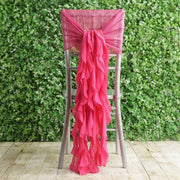 Premium Chair Cover with Curly Chiffon Ruffled Sashes
