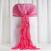 Premium Chair Cover with Curly Chiffon Ruffled Sashes