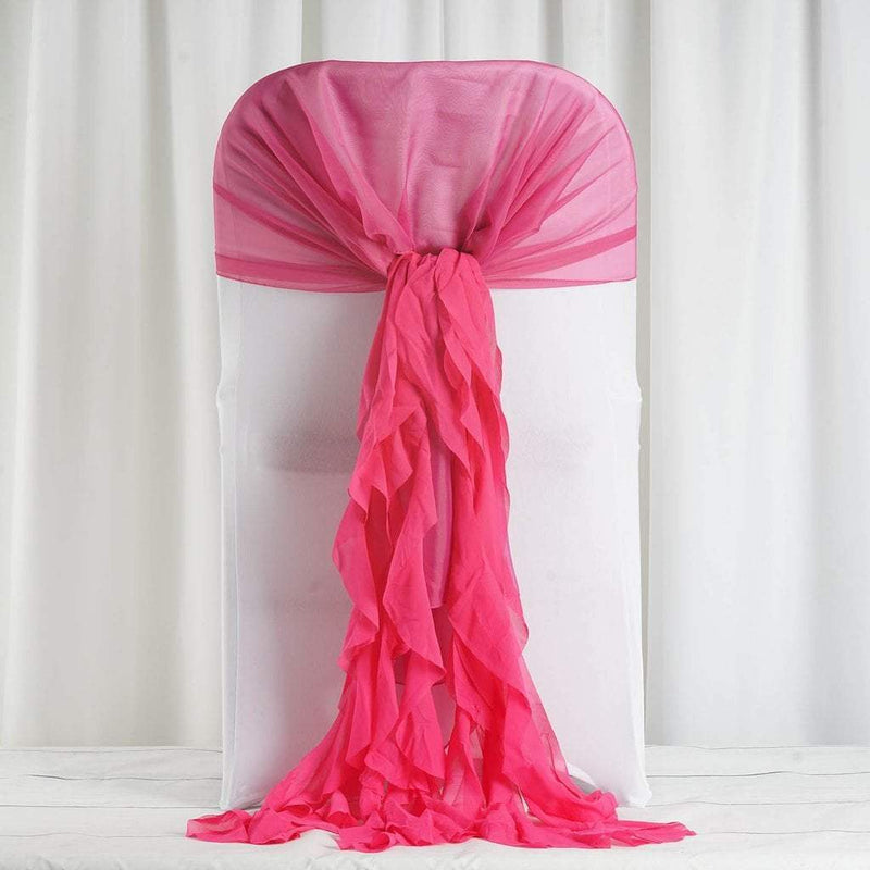 Premium Chair Cover with Curly Chiffon Ruffled Sashes