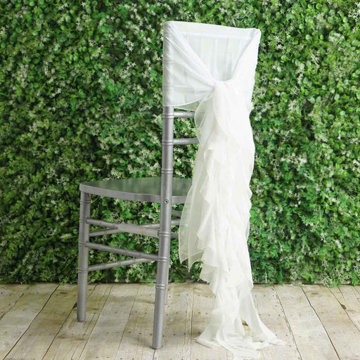 Premium Chair Cover with Curly Chiffon Ruffled Sashes