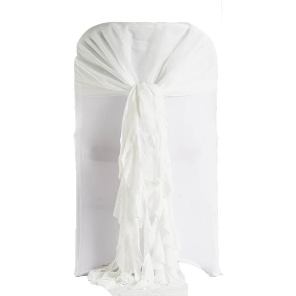 Premium Chair Cover with Curly Chiffon Ruffled Sashes