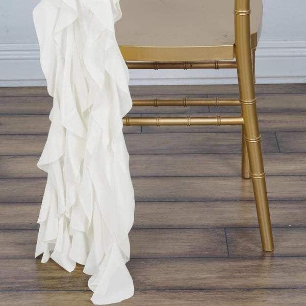 Premium Chair Cover with Curly Chiffon Ruffled Sashes