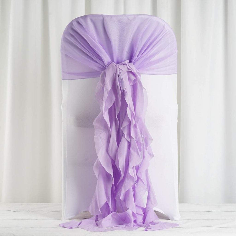 Premium Chair Cover with Curly Chiffon Ruffled Sashes