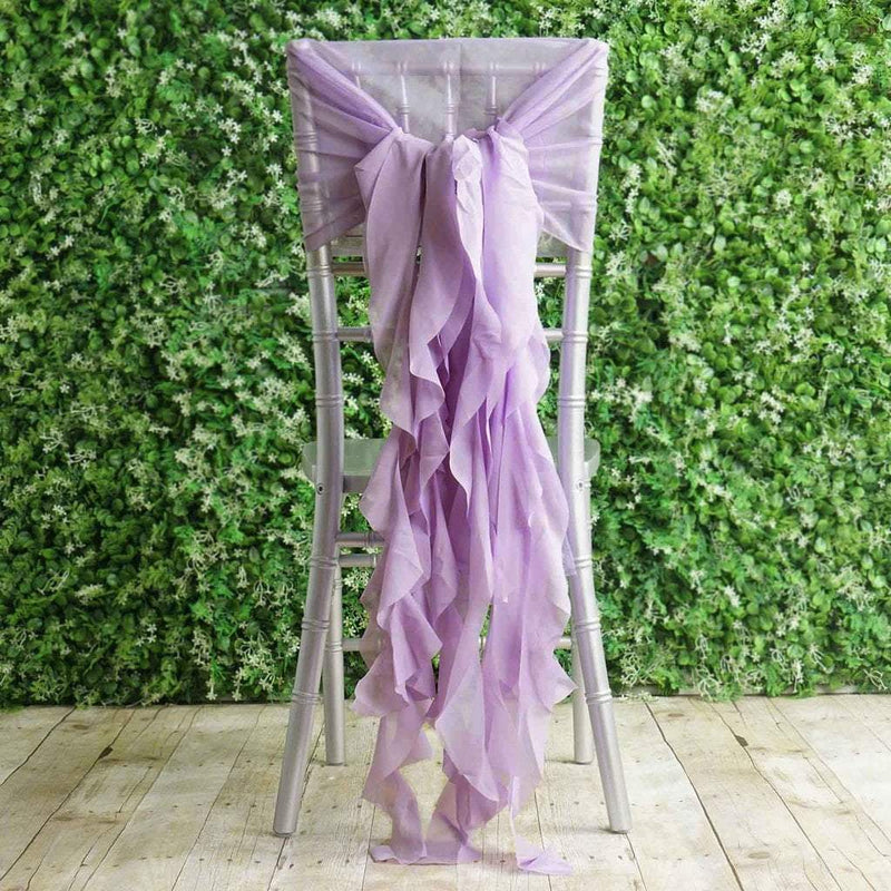Premium Chair Cover with Curly Chiffon Ruffled Sashes