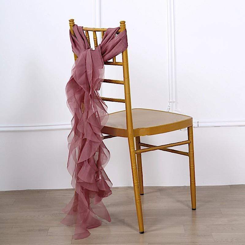 Premium Chair Cover with Curly Chiffon Ruffled Sashes