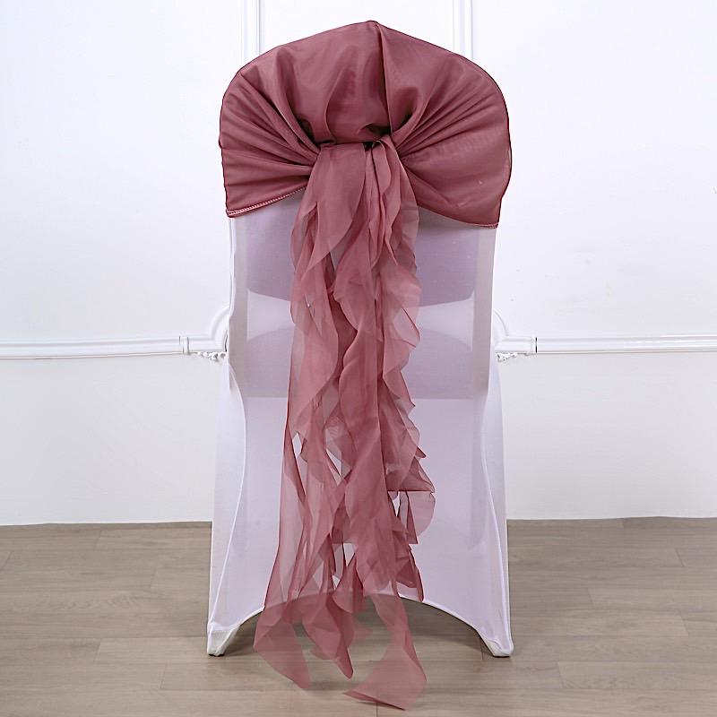 Premium Chair Cover with Curly Chiffon Ruffled Sashes