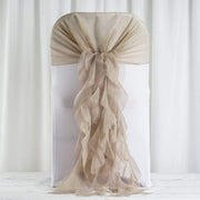 Premium Chair Cover with Curly Chiffon Ruffled Sashes