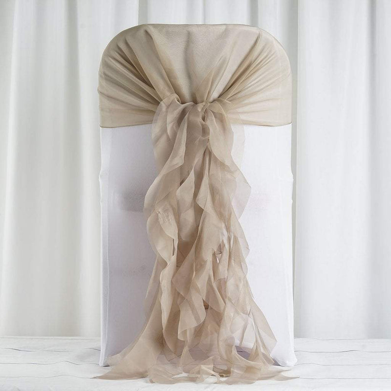 Premium Chair Cover with Curly Chiffon Ruffled Sashes