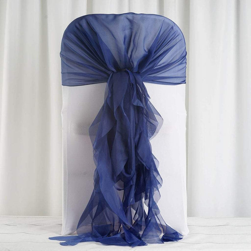 Premium Chair Cover with Curly Chiffon Ruffled Sashes