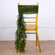 Premium Chair Cover with Curly Chiffon Ruffled Sashes