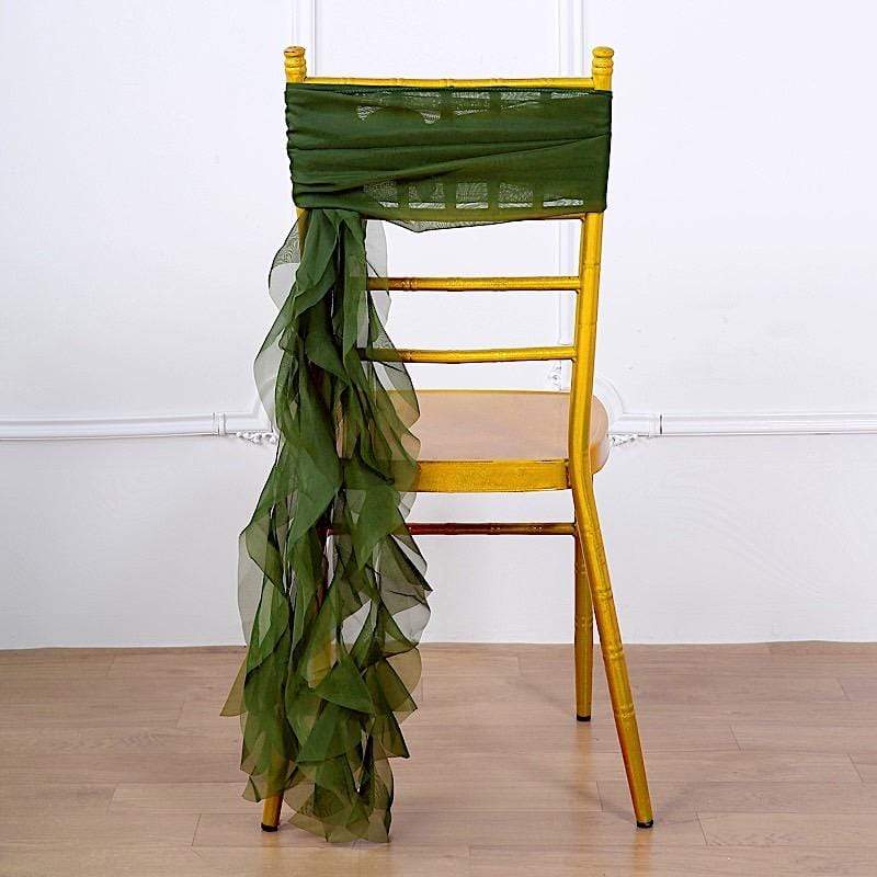 Premium Chair Cover with Curly Chiffon Ruffled Sashes