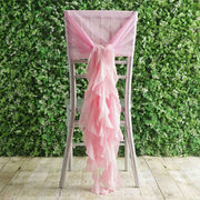 Premium Chair Cover with Curly Chiffon Ruffled Sashes