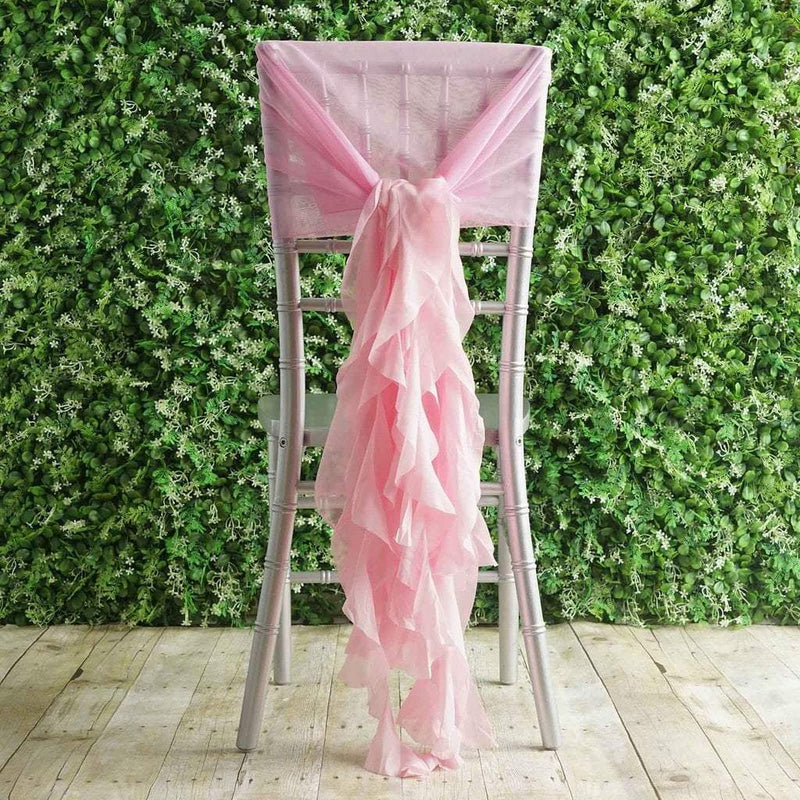 Premium Chair Cover with Curly Chiffon Ruffled Sashes