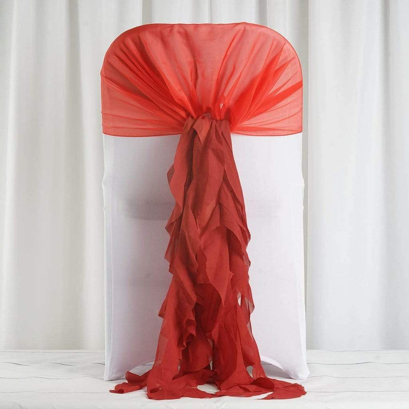Premium Chair Cover with Curly Chiffon Ruffled Sashes