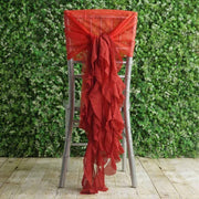 Premium Chair Cover with Curly Chiffon Ruffled Sashes
