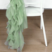 Premium Chair Cover with Curly Chiffon Ruffled Sashes