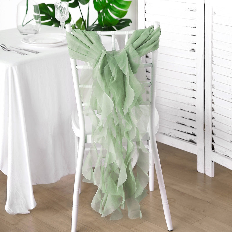 Premium Chair Cover with Curly Chiffon Ruffled Sashes