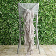 Premium Chair Cover with Curly Chiffon Ruffled Sashes