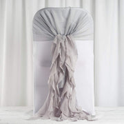 Premium Chair Cover with Curly Chiffon Ruffled Sashes