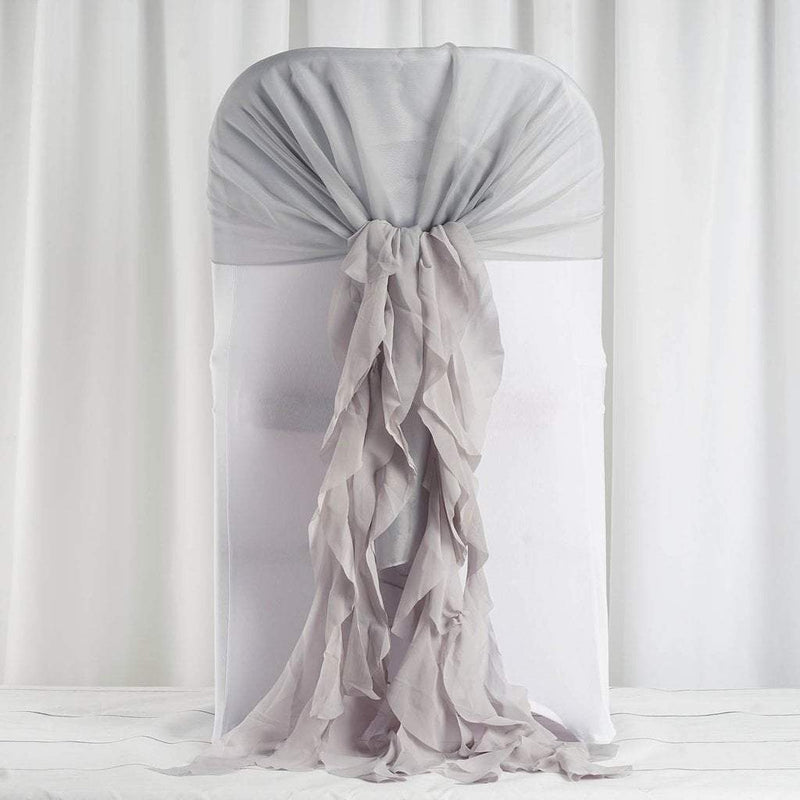 Premium Chair Cover with Curly Chiffon Ruffled Sashes