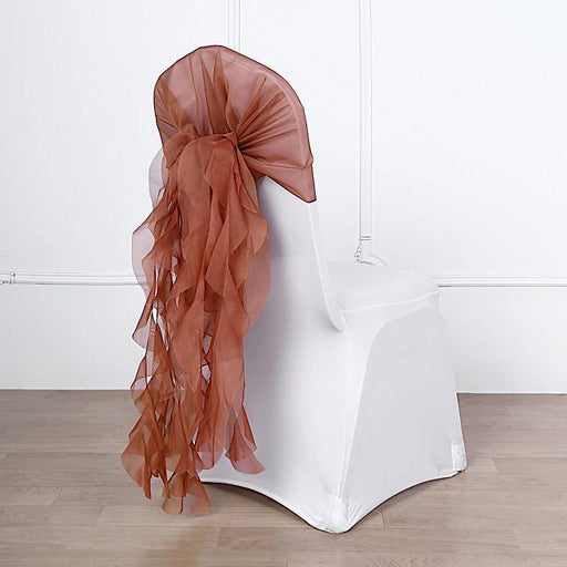 Premium Chair Cover with Curly Chiffon Ruffled Sashes