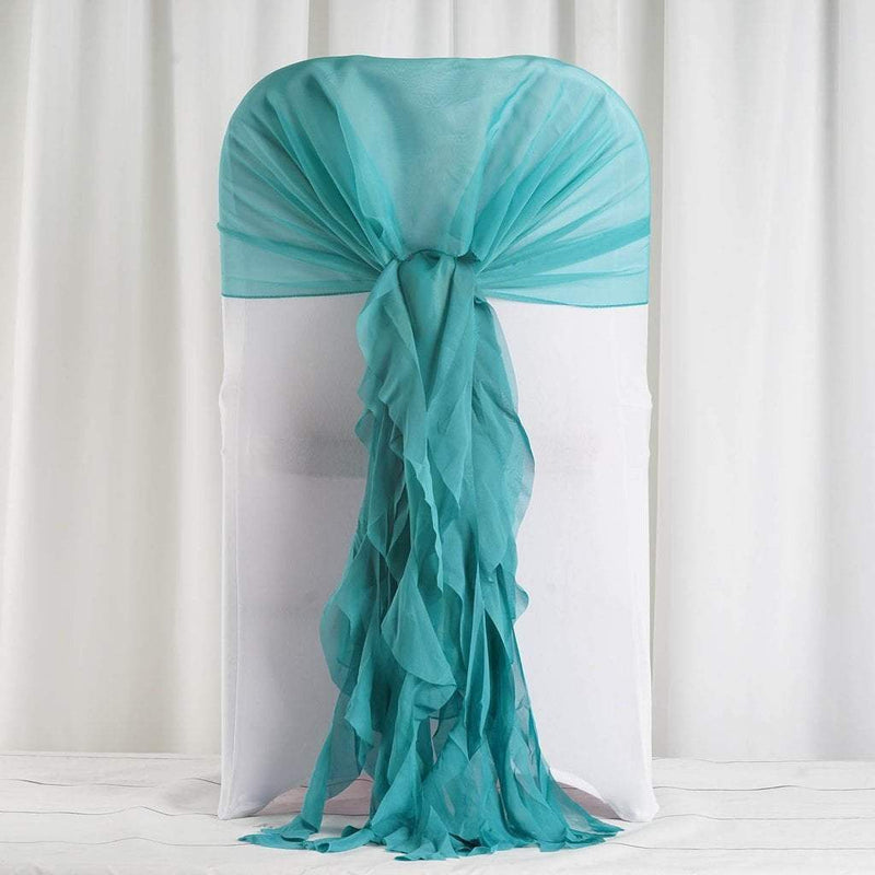 Premium Chair Cover with Curly Chiffon Ruffled Sashes