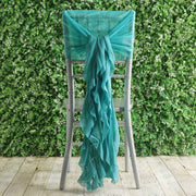 Premium Chair Cover with Curly Chiffon Ruffled Sashes