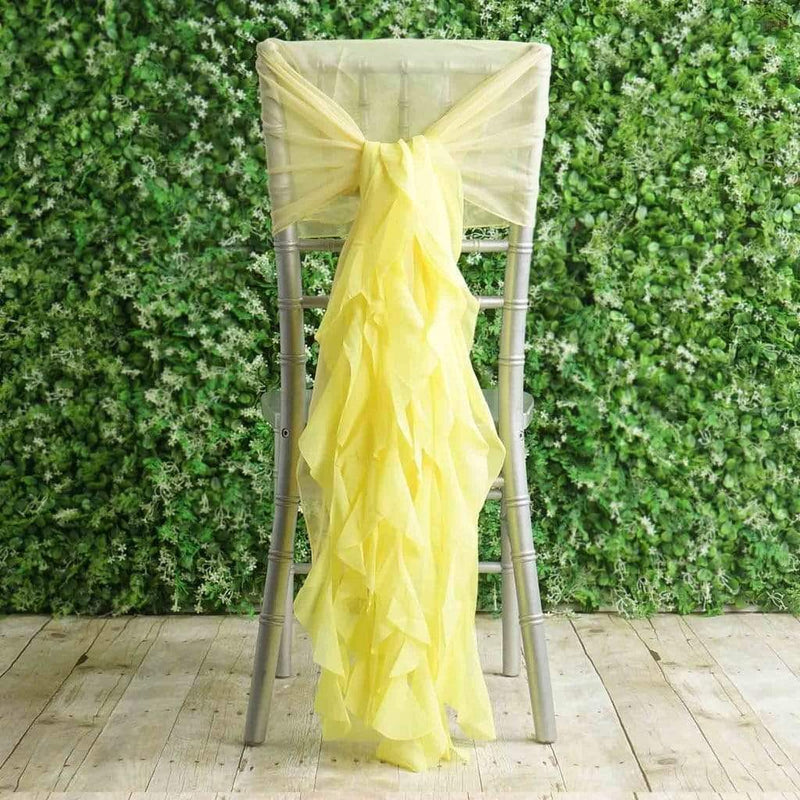 Premium Chair Cover with Curly Chiffon Ruffled Sashes