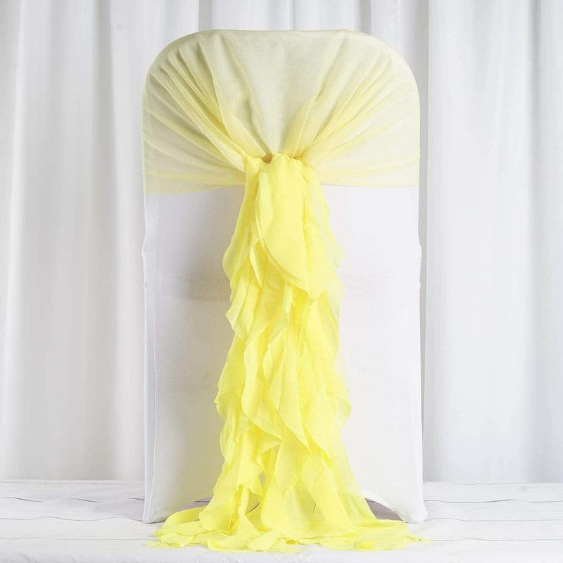 Premium Chair Cover with Curly Chiffon Ruffled Sashes