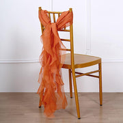 Premium Chair Cover with Curly Chiffon Ruffled Sashes