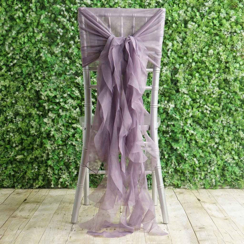 Premium Chair Cover with Curly Chiffon Ruffled Sashes