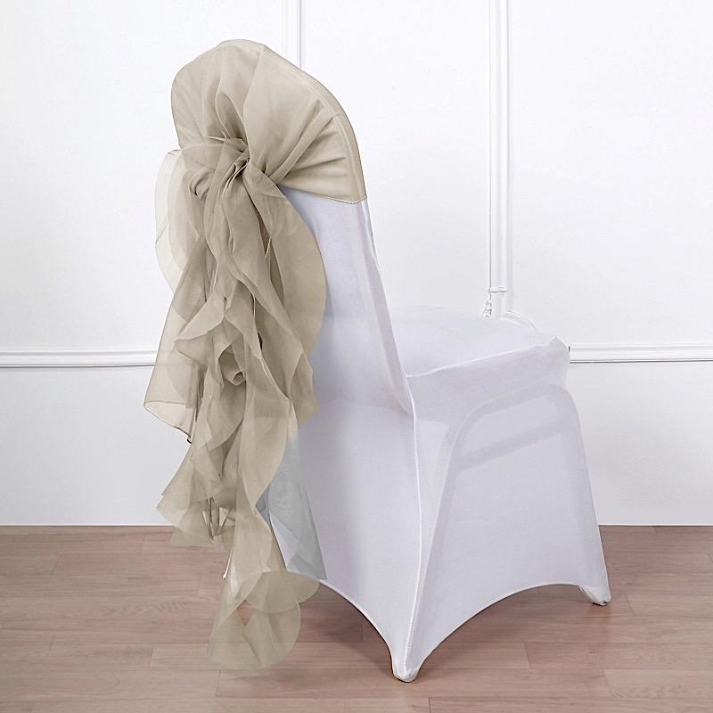 Premium Chair Cover with Curly Chiffon Ruffled Sashes