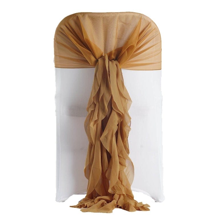 Premium Chair Cover with Curly Chiffon Ruffled Sashes
