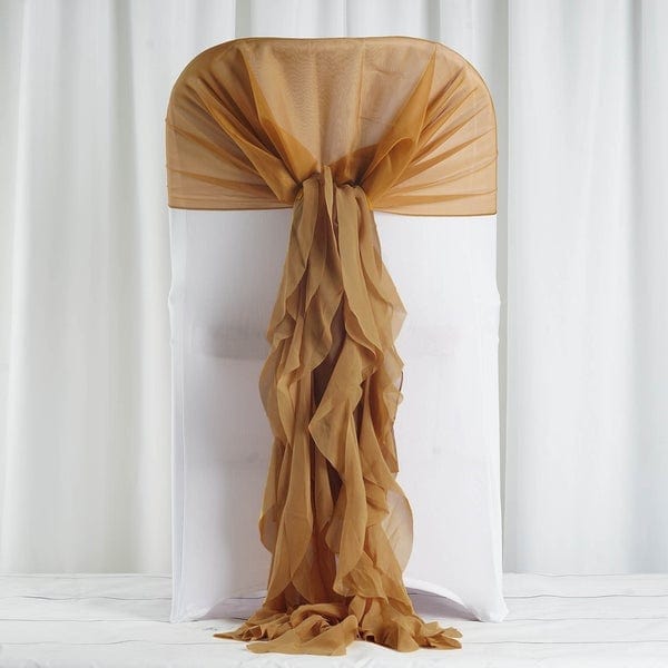 Premium Chair Cover with Curly Chiffon Ruffled Sashes
