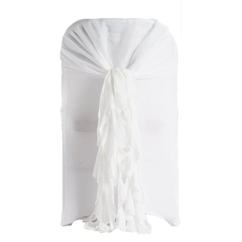 Premium Chair Cover with Curly Chiffon Ruffled Sashes