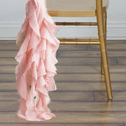 Premium Chair Cover with Curly Chiffon Ruffled Sashes